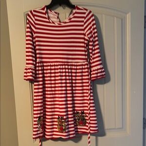 Red and White Striped Reindeer Dress